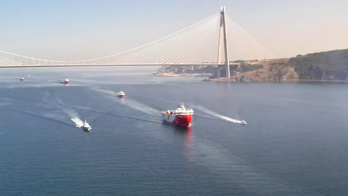 Oruç Reis Araştırma Gemisi İstanbul Boğazı’ndan geçiyor-1 //Havadan görüntüler